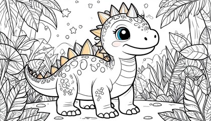 Cute dinosaur coloring page