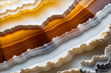 Fototapeta premium Orange agate food texture with sweet cream milk and yellow crystal dessert slices