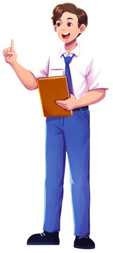 Boy Osis Give Direction to New Student Illustration
