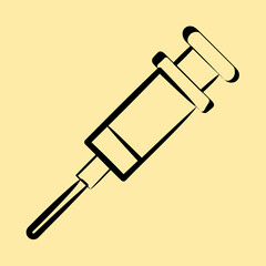 Icon syringe. Medical elements. Icon in hand drawn style.