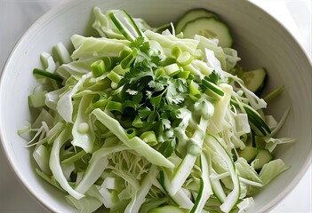 Refreshing Green Cabbage Salad with Cucumber and Herbs Easy Recipe