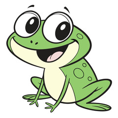 Naklejka premium Happy cartoon green frog amphibian