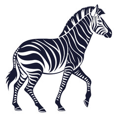 Fototapeta premium Stylized zebra walking profile animal wildlife