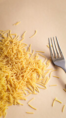 noodles on a solid color background, eat, noodles, cooking, top view, flat lay