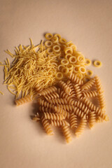 noodles on a solid color background, eat, noodles, cooking, top view, flat lay