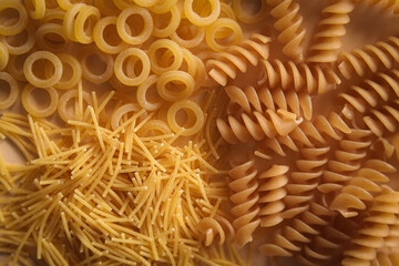 noodles on a solid color background, eat, noodles, cooking, top view, flat lay