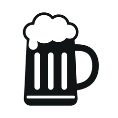 Black and White Beer Mug Icon with Foam pint drink