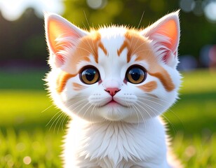 Cute kitten in a garden setting