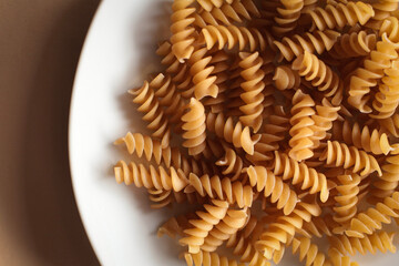 noodles on a solid color background, eat, noodles, cooking, top view, flat lay