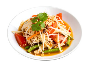 Som Tam Thai close up overhead view
