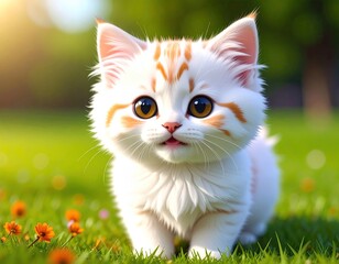 Cute kitten in a grassy field (1)