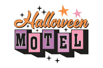 Halloween Motel EPS Halloween Retro T-shirt Design