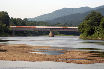 Mt. Ascutney and Windsor Vermont covered bridge
