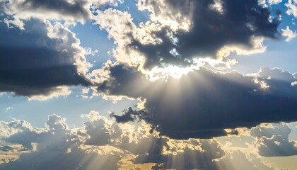 Dramatic sky with sun rays