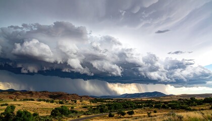 Dramatic storm clouds over a landscape