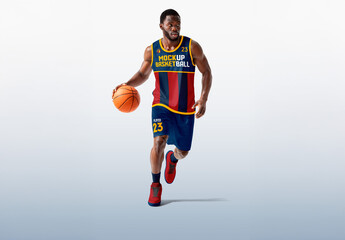 Basketball Uniform Mockup Athletic Man Holding Ball