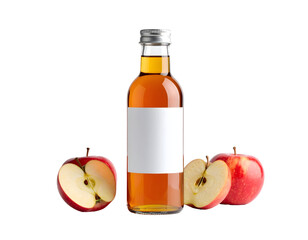 Bottle of apple juice with apples