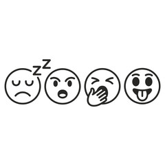 Naklejka premium Emoji Expressions Sad Sleepy Angry Yawning and Silly