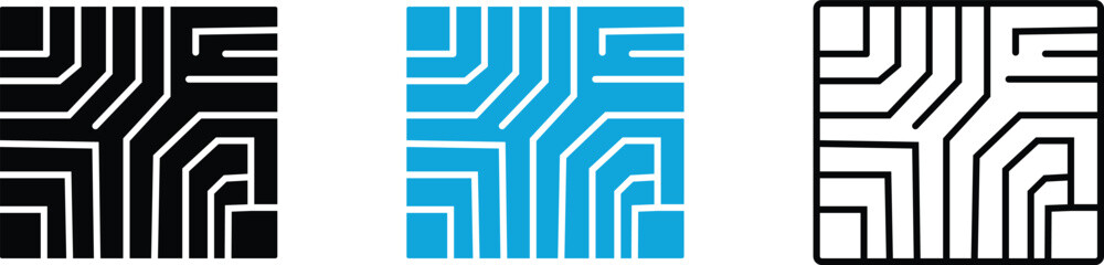 Circuit board icon. Motherboard circuit symbol. Microchip electronic motherboard circuit vector symbol. Circuit board technology concept
