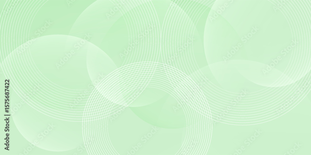 Poster minimalist soft abstract background in gradient green and white tones with circles. circle effect st