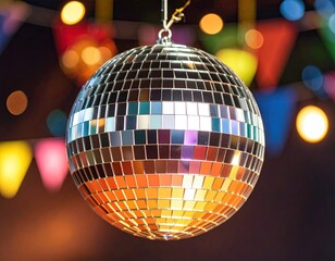 Disco ball, colorful party background