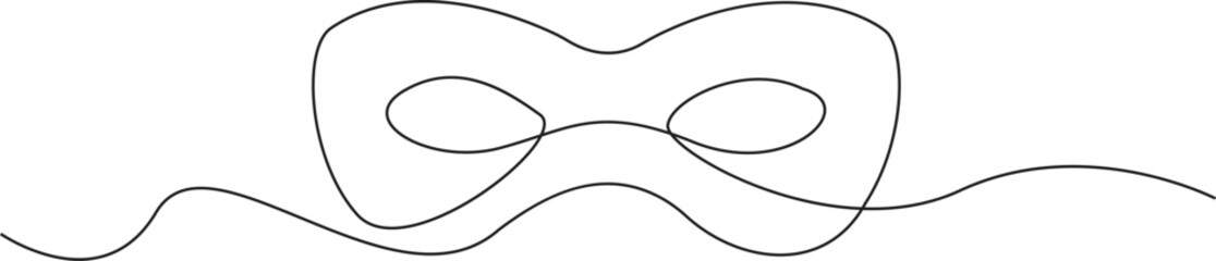 Continuous one line unbroken mask, continuous line of carnival mask. Vector illustration.