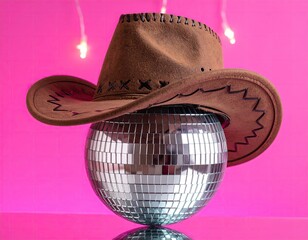 Disco ball wearing cowboy hat