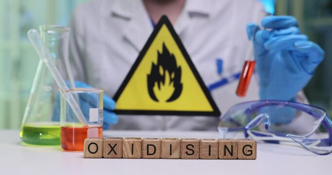 A lab setup shows oxidizing agents and safety precautions to improve chemistry education for students