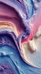 Colorful swirls of pastel hues blend together creating a mesmerizing abstract pattern in soft textures and shiny finishes