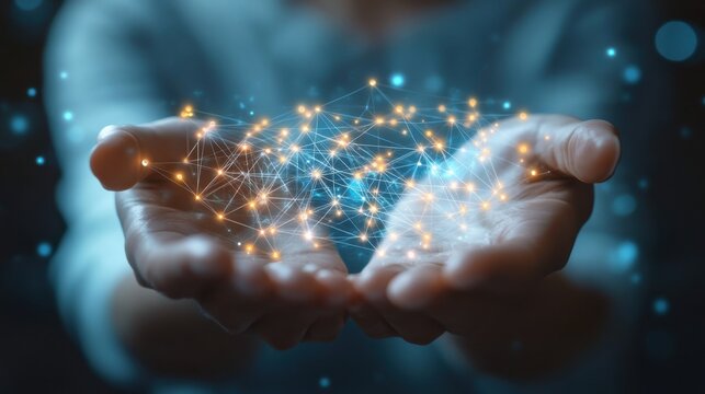 Innovative technology interaction digital space visual content futuristic environment close-up view connectivity concept