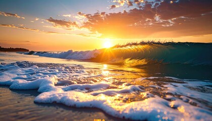 Dramatic sunset over ocean waves (1)