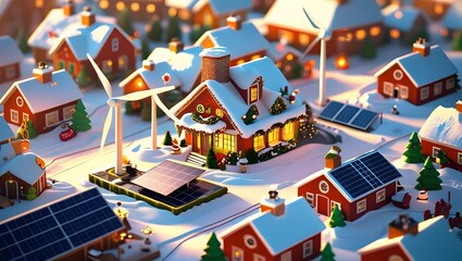 Winter wonderland: A sustainable village embracing renewable energy for a cleaner future