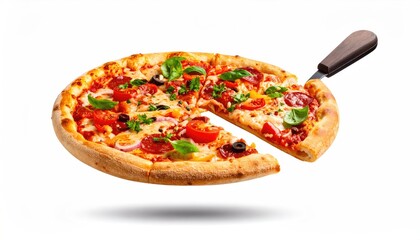 Delicious pizza slice with toppings