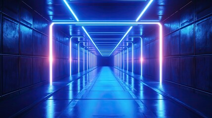 Tunnel Corridor Light Rays featuring glowing blue light beams and perspective depth for sci-fi and high-tech digital backgrounds