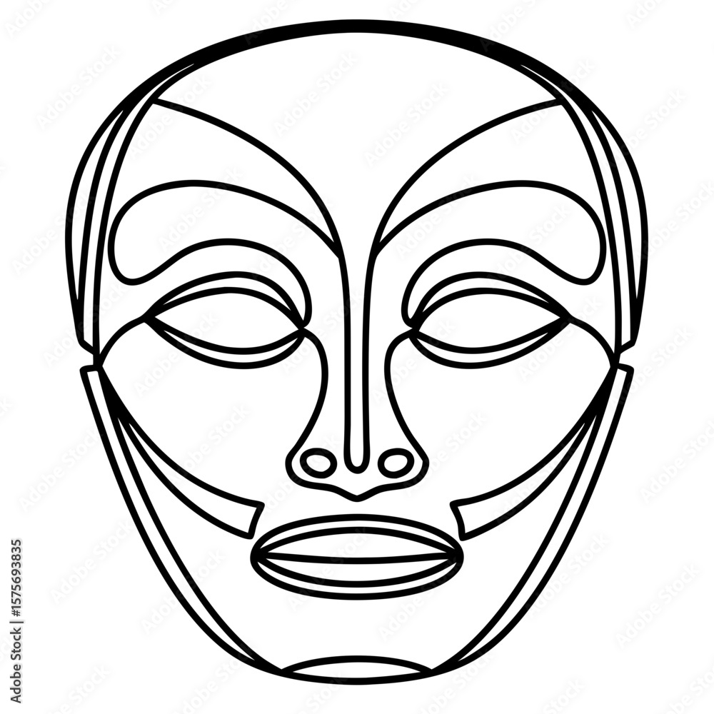 Poster minimal face mask with lifting effect in a vector contour drawing on white background. facial treatm