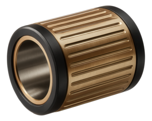 Heavy-duty linear bushing with a bronze construction for high-temperature environments in a glass factory