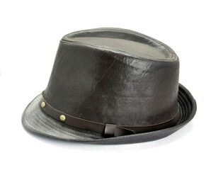 leather cowboy hat on a white background