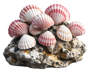 3D Render of Cluster of Marine Barnacles Attached to Rock Surface, isolated on transparent background PNG 