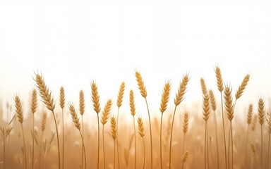 Wheat Field Silhouette on White Background. High quality