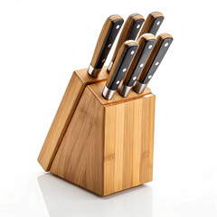 Bamboo knife set with ergonomic handles