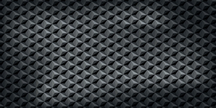 Modern triangular abstract geometric black background of triangular volumetric elements of different random size.