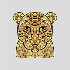 colorful ethnic leopard vector illustration hand drawn tribal decorative wild animal design on white background