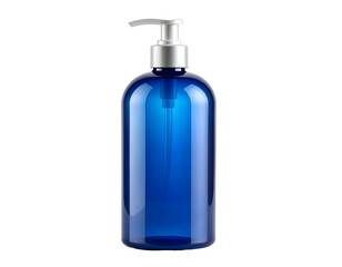 Blue plastic bottle with pump dispenser