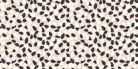 Seamless vector pattern with abstract petal-like shapes on a pastel background. The minimalist, modern, and playful design ornament for textiles, wallpapers, and branding projects.