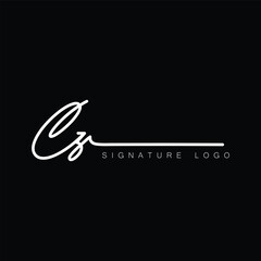 CZ Handwritten initial letter, CZ simple signature vector CZ logo , CZ beauty logo , CZ photography letter logo design.