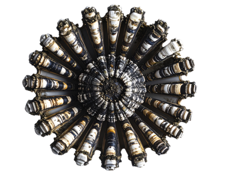 Top View 3D Illustration of Single Large Barnacle with Open Cirri, isolated on transparent background PNG 