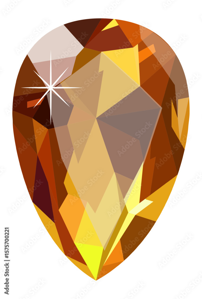 Poster large teardrop shaped gemstone featuring intricate facets, reflecting light and creating a dazzling 