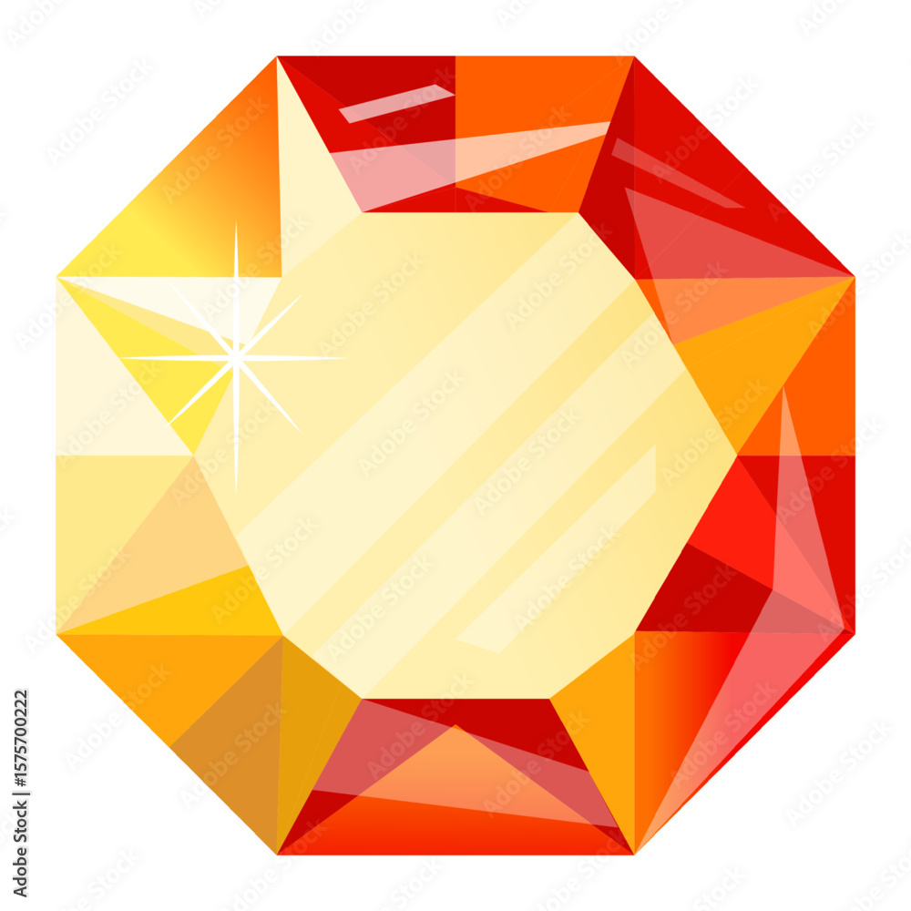 Poster red and yellow gemstone shining with light reflections, creating a luxurious and elegant image, perf