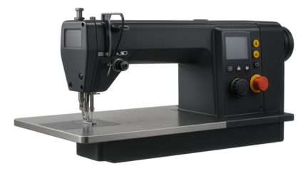 Programmable pattern sewing machine with a large sewing area for automotive upholstery production.