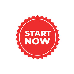 Start Now Red Stamp Vector on White Background – Bold Call-to-Action Label Design
